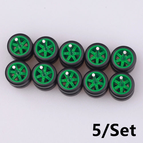 5Sets 1/64 Alloy Car Wheels With Rubber Tires Model Car Modified Parts