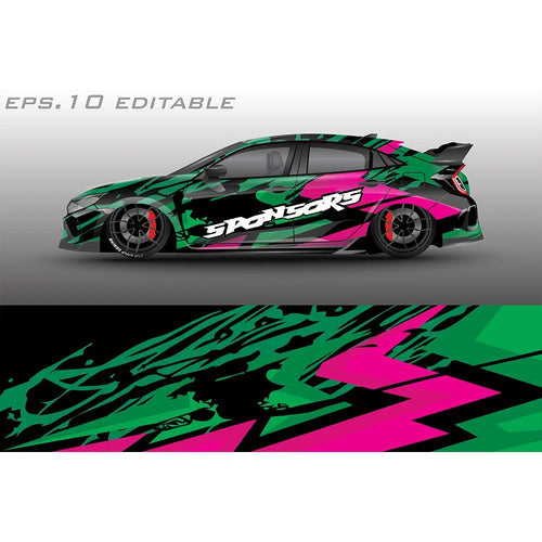 Abstract Triangle Car Graphic Decal Full Body Racing Vinyl Wrap Car