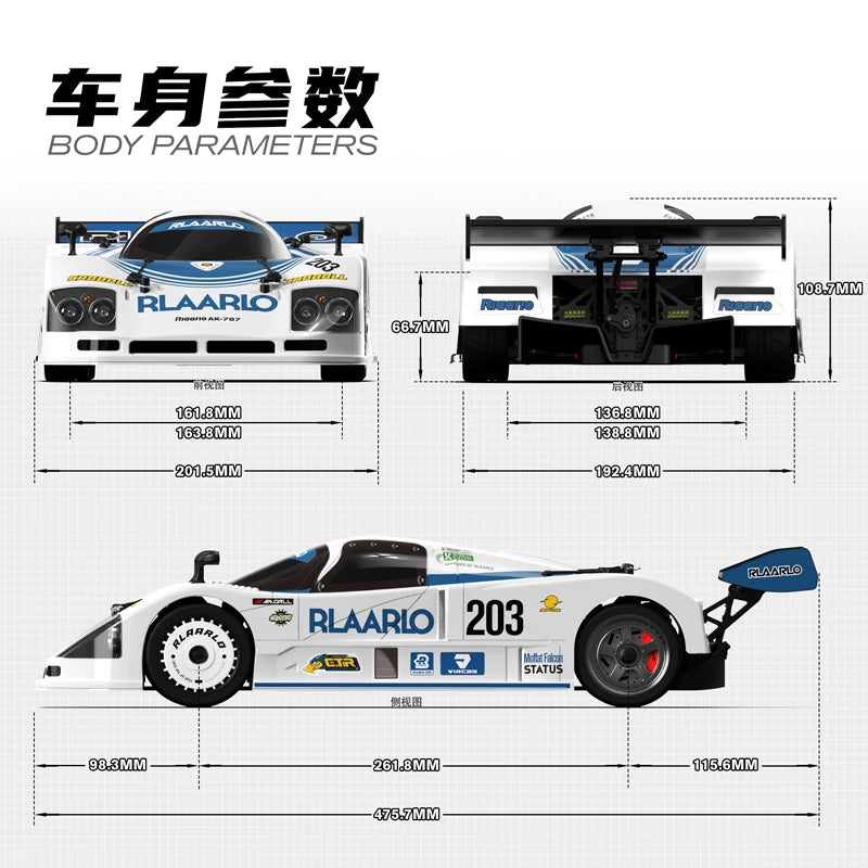 1/10 Rlaarlo Ak-787 Flat Race Car Rc Drift Car 195km/H Carbon Brazed