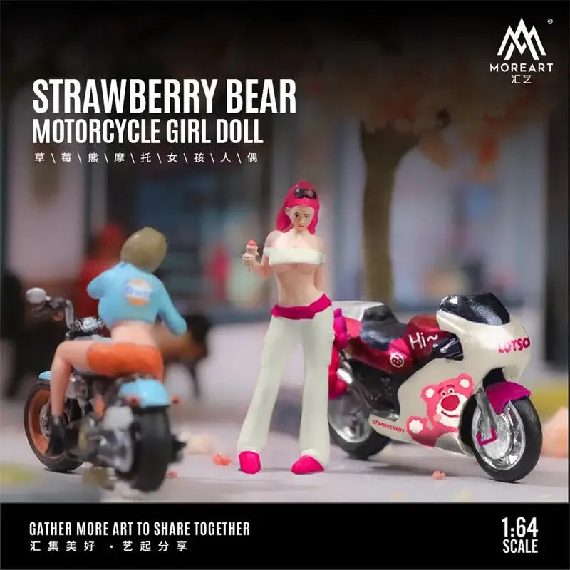 (Pre-order) MoreArt 1:64 Strawberry Bear Motorcycle Girl Figure