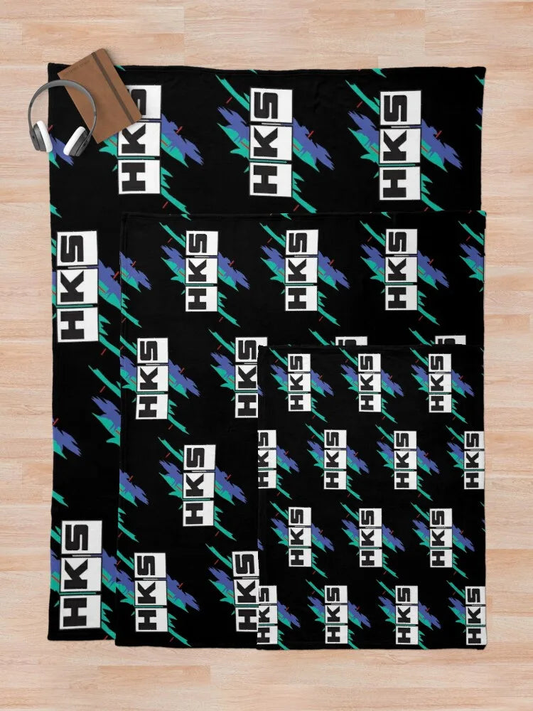 Vintage HKS Vaporwave Throw Blanket Designer Blanket