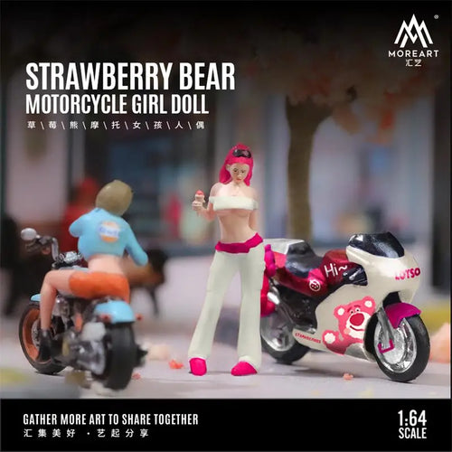 **Pre-Order** MoreArt 1:64 Strawberry Bear Motorcycle Girl Figure