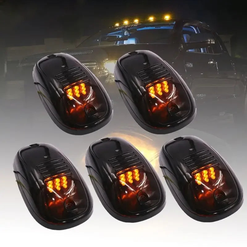 5PCS Smoked Car Cab Marker Roof 12LED Light for Truck SUV Off Road Cab