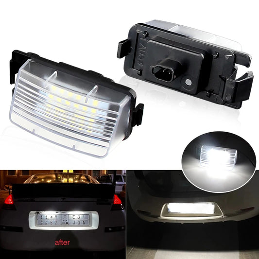 2PCS White Car LED License Plate Light For Nissan GT-R (R35) Cube Leaf