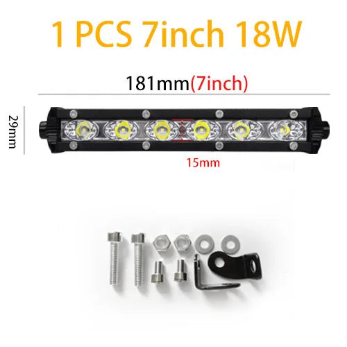 7'' 13'' inch Slim LED Light Bar Single Row 18W 36W 12V Daytime