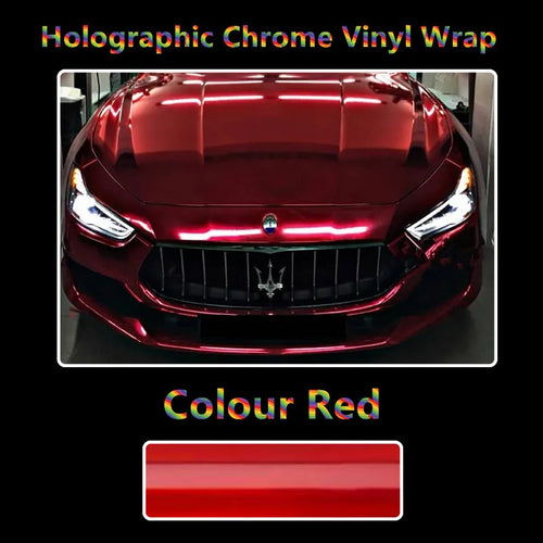 1.52X18M Stretchable Silver Holographic Chrome vinyl Wrap