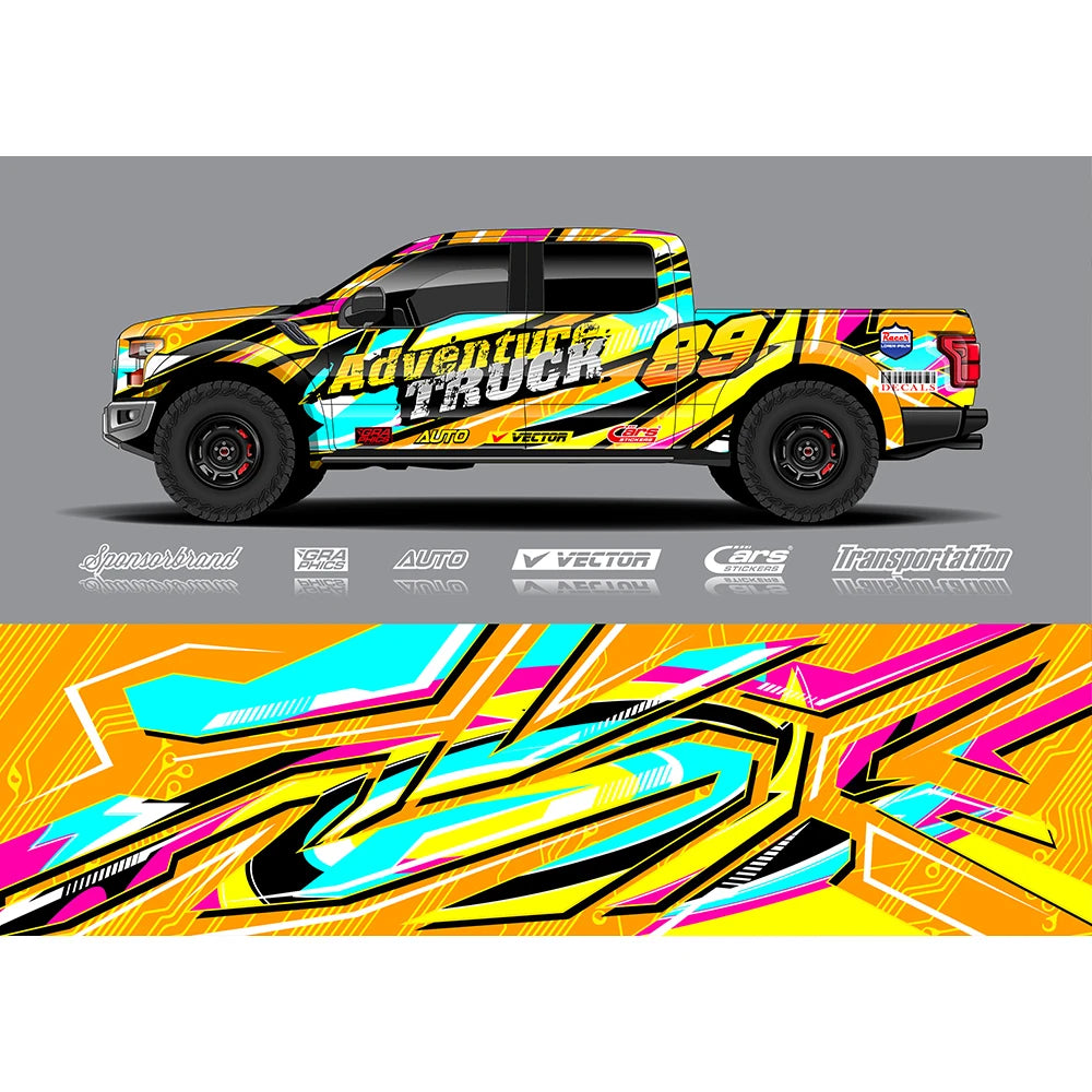 Yellow-green Gradient Full Body Racing RV Graphic Decals Vinyl Wrap