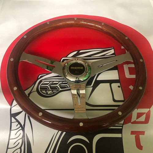 Universal Classic 15Inch Racing MOMO Wood Steering Wheel Car Rally JDM