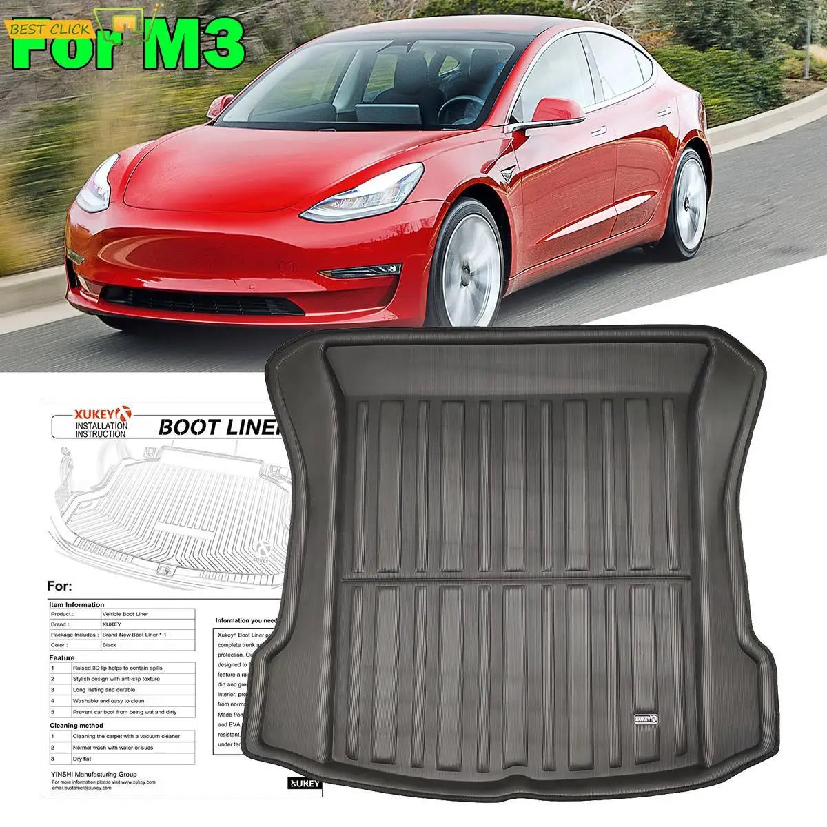 Tailored For Tesla Model 3 BlueStar 2017 2018 2023 Rear Cargo Liner