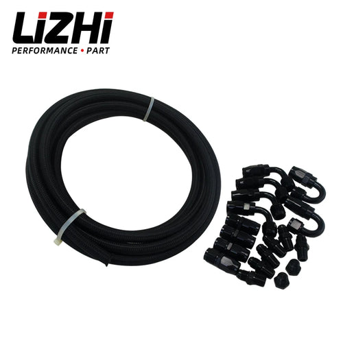 LIZHI RACING - 6 AN Pro's Lite Black  Braided Fuel Line Hose 350 PSI