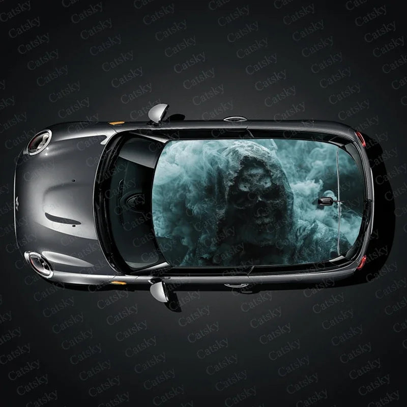 Scary Monster Design Car Roof Sticker Wrap Racing SUV Accessories