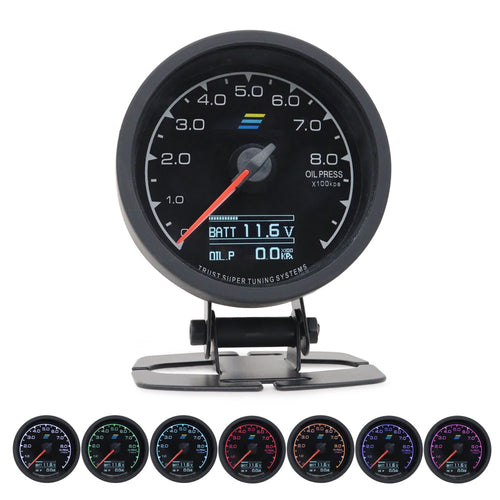 2.5 Inch 7 Color Turbo Boost Gauge Car Multi LCD Digital Display