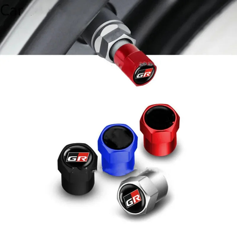 4Pcs Car Wheel Tire Valve Caps Air Stem For Toyota GR Sport Gazoo