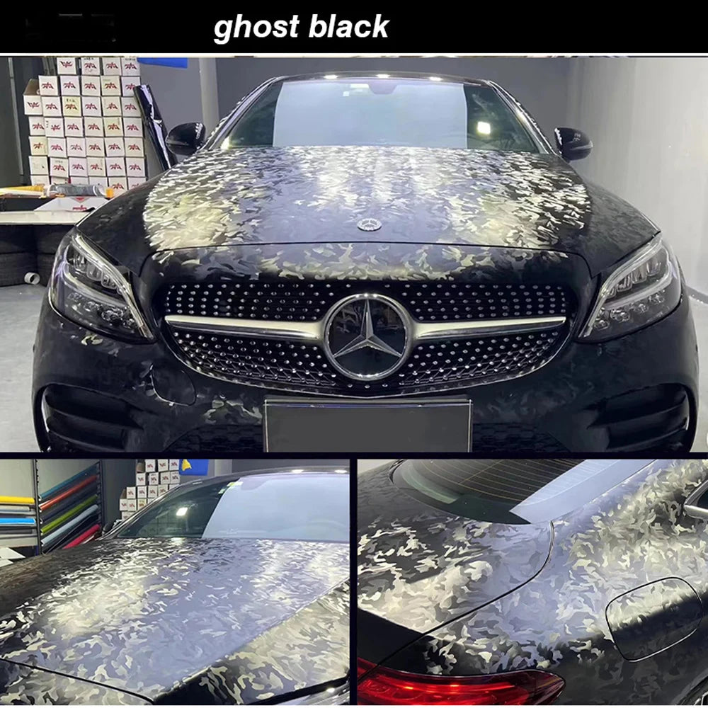 18m x 1.52m 3D Ghost Black Camouflage Film Car Whole Body Vinyl Wrap