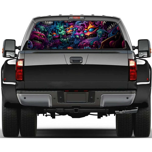 Abstract Psychedelic Monster Car Rear Window Decal Fit