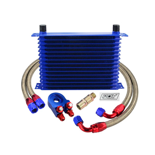 LIZHI - UNIVERSAL 15 ROWS OIL COOLER KIT + OIL FILTER SANDWICH ADAPTER