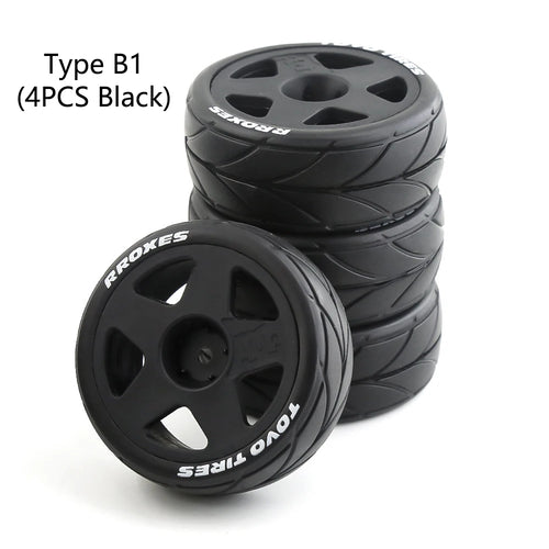 4Type RC Rally Car Plastic Wheel Rim Rubber Tires for 1/10 Model Car