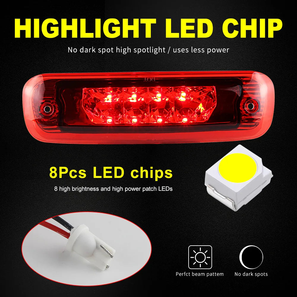 1Pcs Smoke RED Lens Car LED 3rd Third Brake Tail Light Rear High Mount