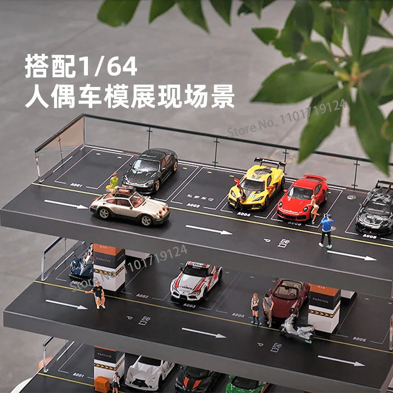 1/64 Scale Simulated Open-air Parking Lot Four Floors Acrylic Car