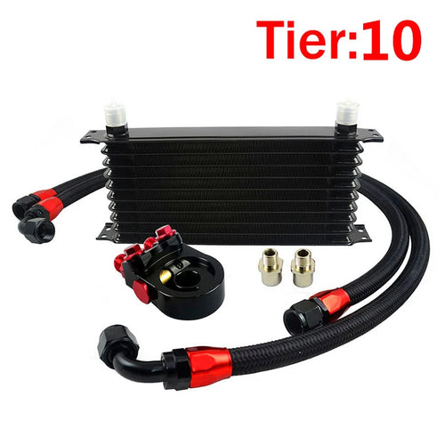 Universal 10 Rows Oil Cooler Kit + Oil Filter Sandwich Adapter +