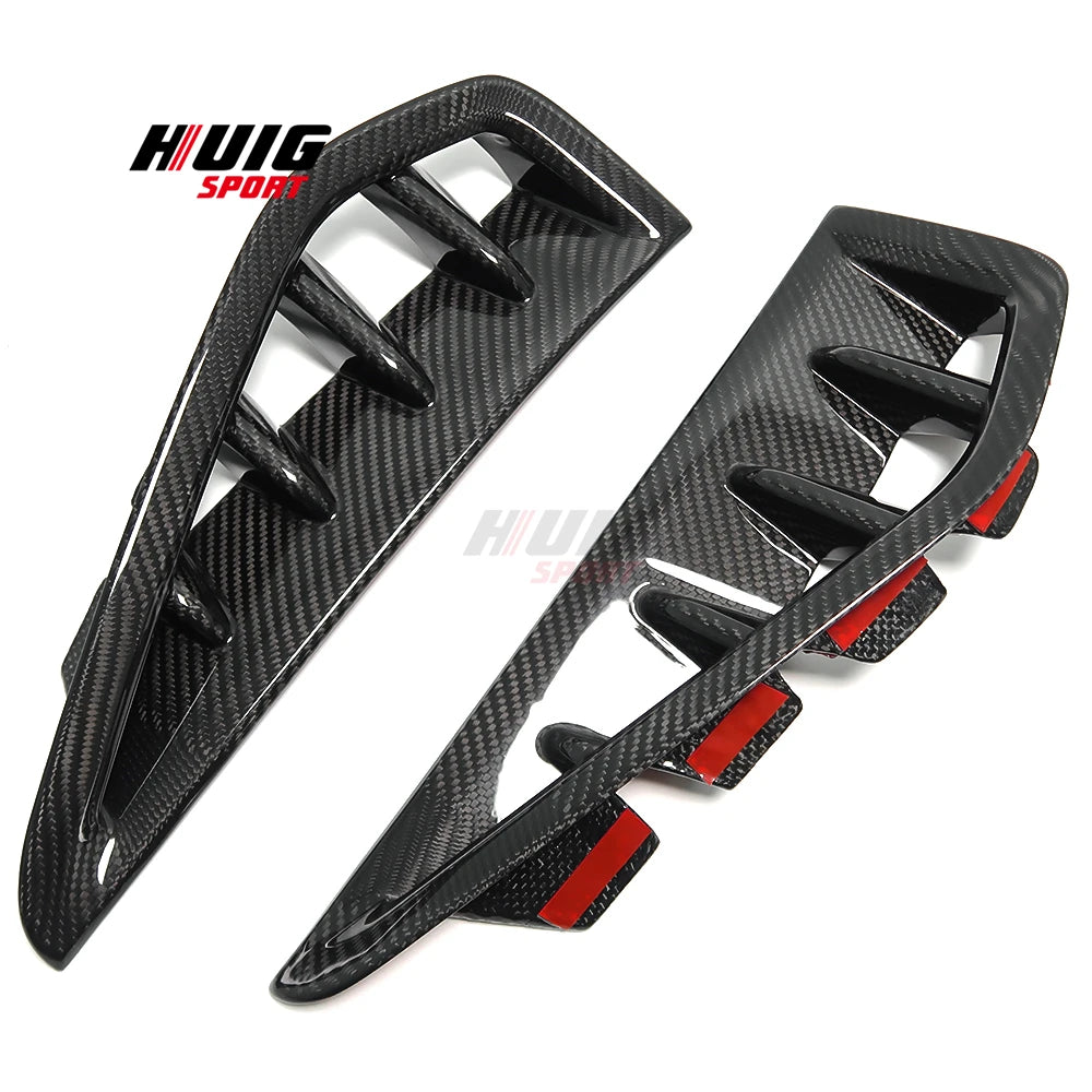 5Pcs Carbon Fiber Exterior Front Enging Hood Strip Side Fender Air