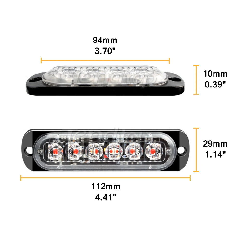 6 LED Emergency Strobe Lights Side Lamp For Car Truck SUV Van Off Road