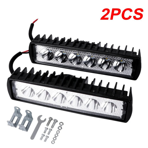 12V Car 6LED Light Bar 18W DRL Work Lights Spotlight 800LM Off-road