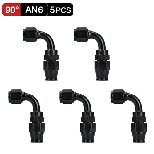 5 Pieces PTEF AN6 8 10 Straight 45 90 Degree Reusable Swivel Hose End