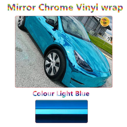 1.52X18M Stretchable Black Mirror Chrome Vinyl Wrap Self-Adhesive Film