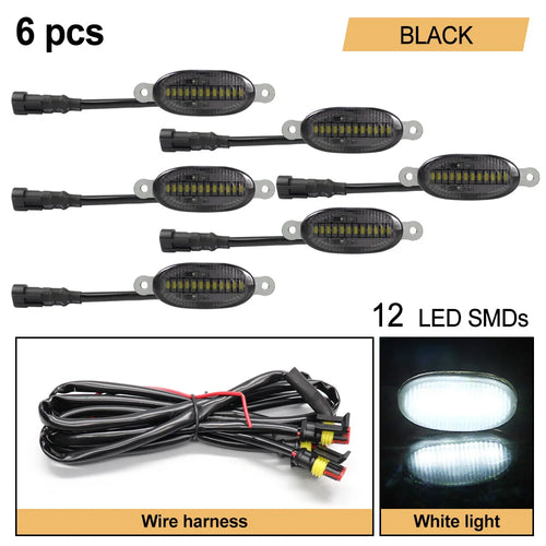 12 SMD White Amber Car Light LED Front Grille Running Lights For