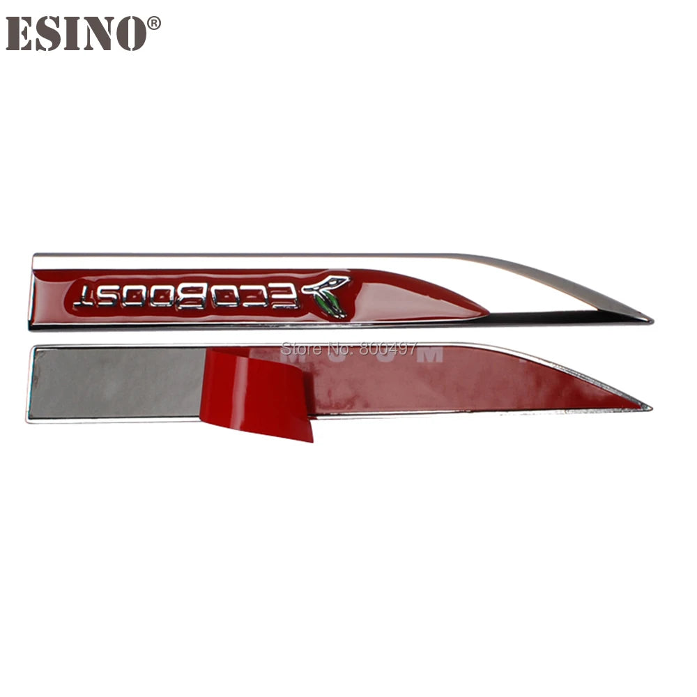 2 x Car Styling 3D Ecoboost Body Fender Side Metal Chrome Zinc Alloy