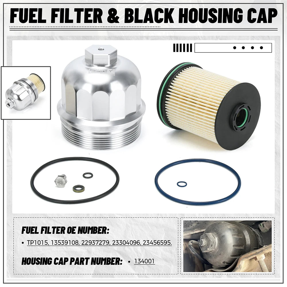 TP1015 Fuel Filter & Housing Cap For 6.6L Duramax L5P For Chevy 17-23