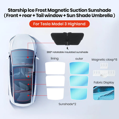 YZ For Tesla 2024 Highland Model 3 Model Y Starship Ice Frost Sun