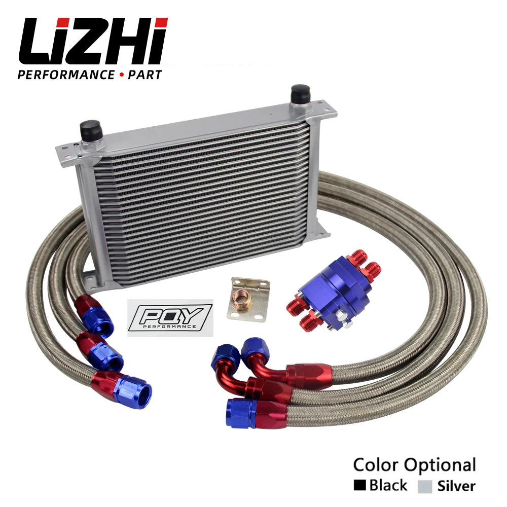 LIZHI Universal 25 Rows Oil Cooler Kit + Oil Filter Relocation Male