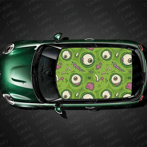 Scary Monster Eyes Car Roof Sticker Wrap Racing SUV Accessories