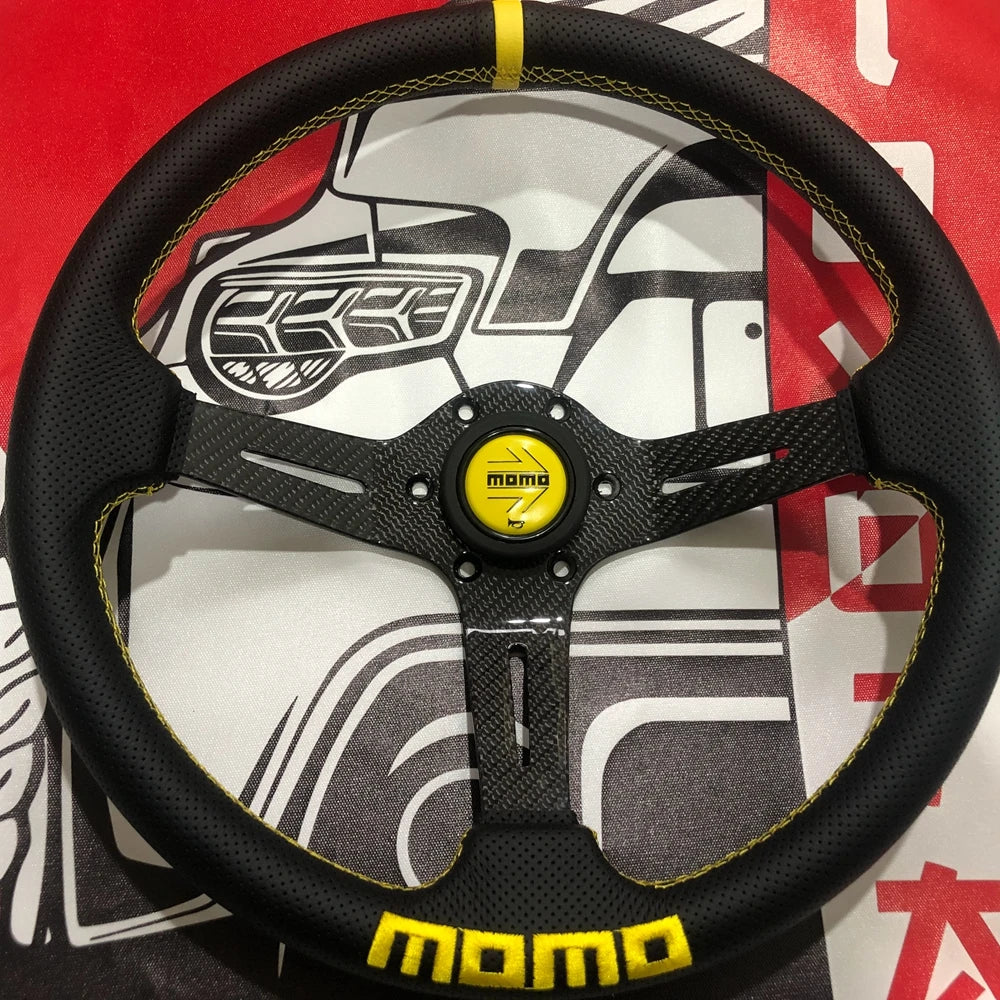 14Inch Universal Rally Drift Racing MOMO Steering Wheel JDM Deep Sport