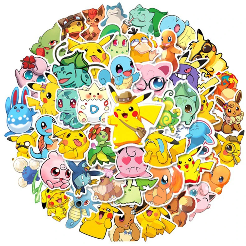 10/30/50pcs Kawaii Anime Pokemon Stickers Decals Fridge Phone Case