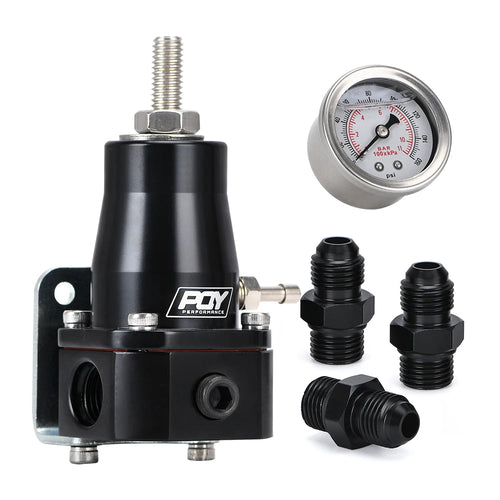 WX UNIVERSAL FUEL PRESSURE REGULATOR + GAUGE + AN6 FITTING 30-70 PSI