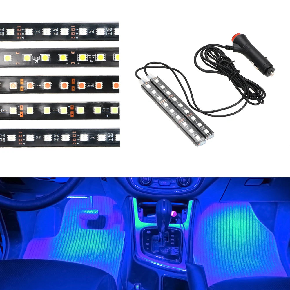 12V DIY Car Interior Decorative Light LED Strips RGB Ambient Lamp Neon