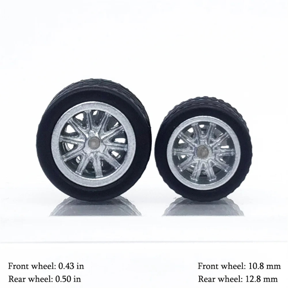 1/64 Model Car Wheels with Rubber Detachable Tires Ten Spokes