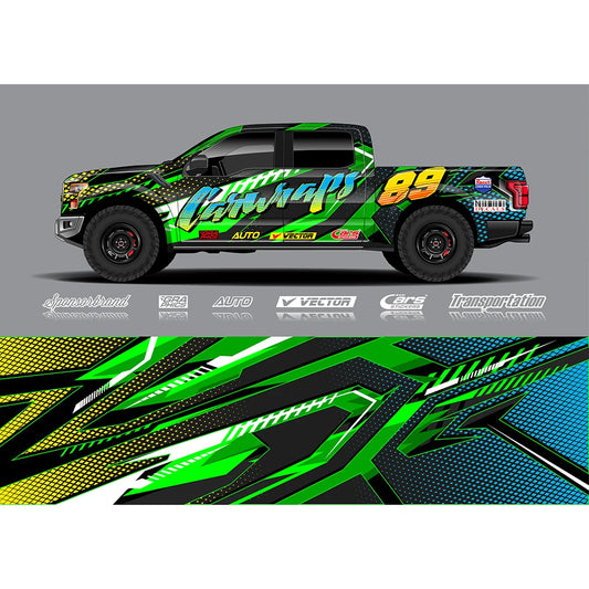 Yellow-green Gradient Full Body Racing RV Graphic Decals Vinyl Wrap