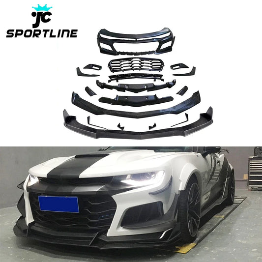 1LE Car Bumper with SS Carbon Front Lip Splitter Canards for Chevy