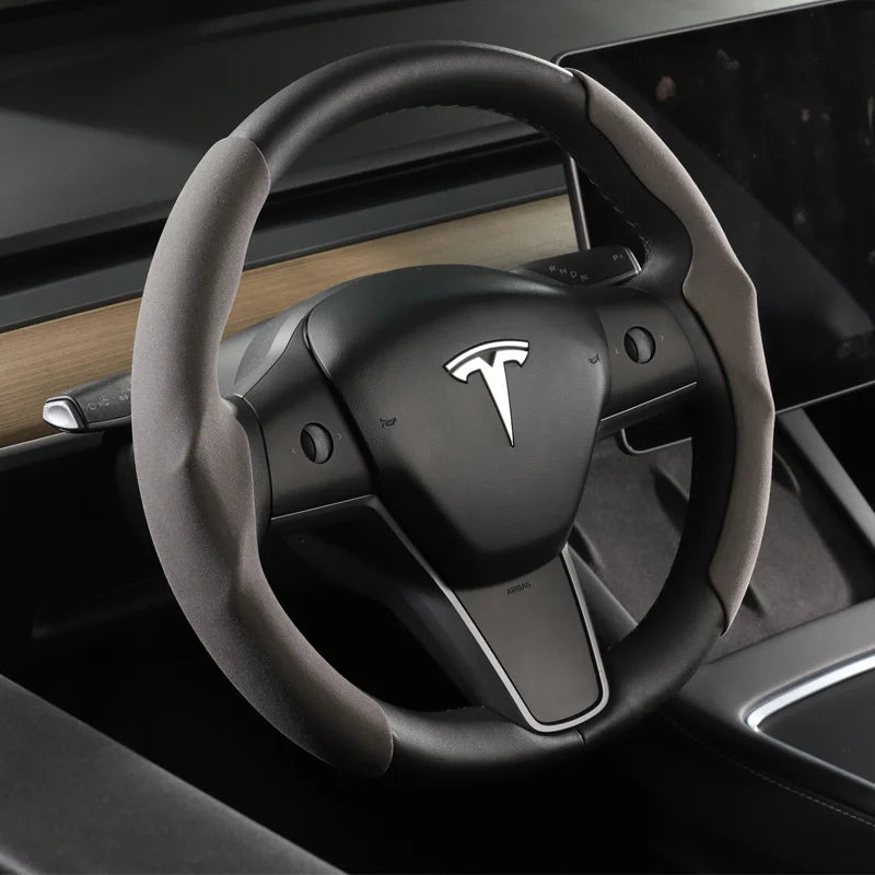 Tesla steering wheel cover model 3/Y suede carbon fiber ultra-thin