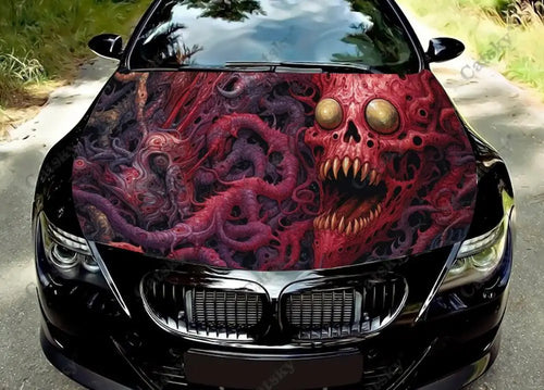 Scary Monster Design Car Hood Vinyl Stickers Wrap Vinyl Film Engine