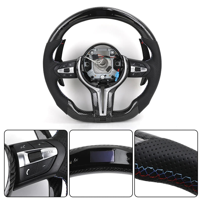 With Led Display Carbon Fiber Shift Paddle Leather M Steering Wheel