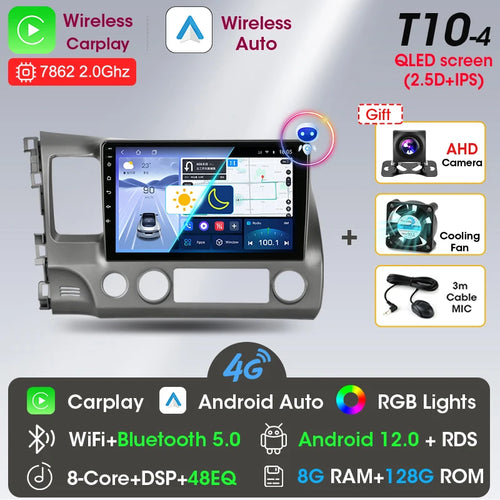 Srnubi 10" Android 12 Carplay Car Stereo Radio for Honda Civic 8 2005