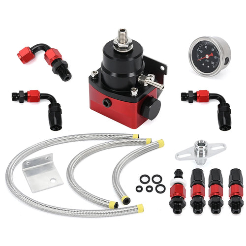 LIZHI - Universal Adjustable Fuel Pressure Regulator With Gauge+AN6