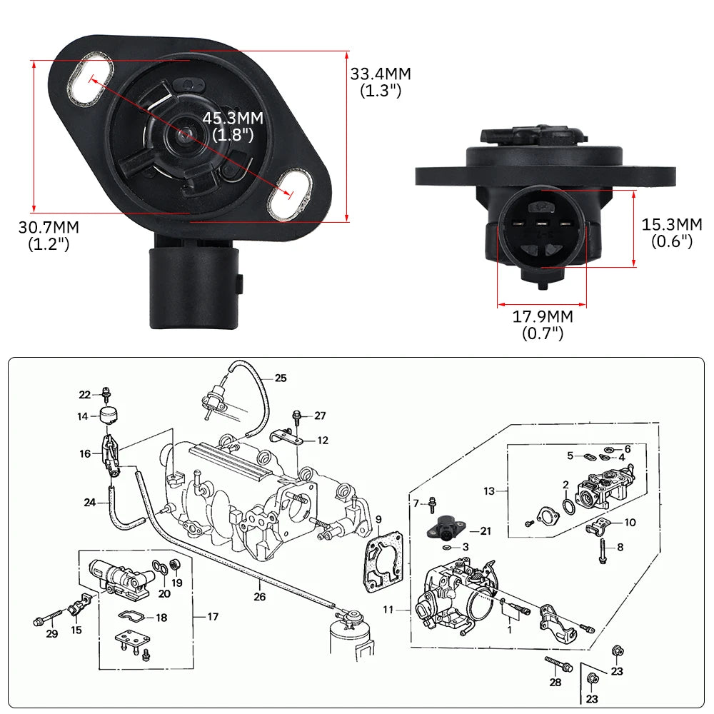 LIZHI - 70MM Throttle Body + TPS Throttle Body Position Sensor For