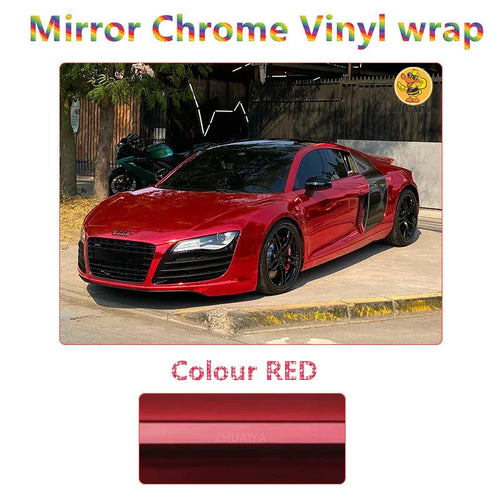 1.52X18M Stretchable Black Mirror Chrome Vinyl Wrap Self-Adhesive Film