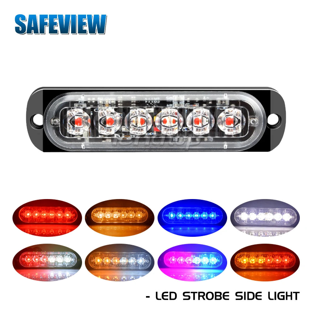 6 LED Emergency Strobe Lights Side Lamp For Car Truck SUV Van Off Road